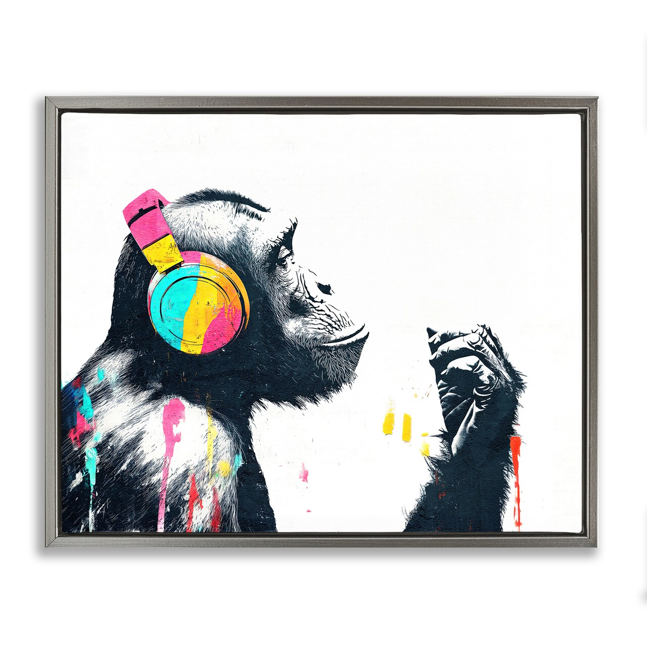 Stupell Industries Ape On Air Headphones Floating Frame, design by Svetlana Aleynikova